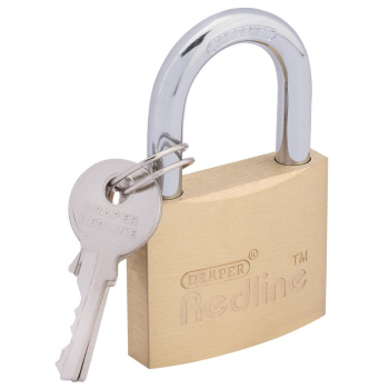 Draper RL-PL Draper Redline® Brass Cylinder Padlock, 40mm - Code: 68022 - Pack Qty 1