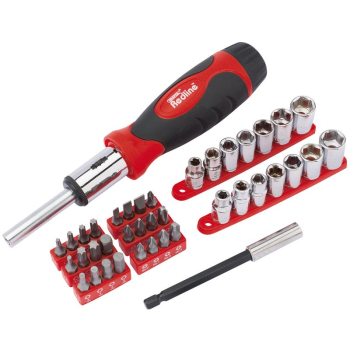 Draper RL-TK40R Draper Redline® Ratcheting Screwdriver Socket and Bit Set (40 Piece) - Code: 68835 - Pack Qty 12