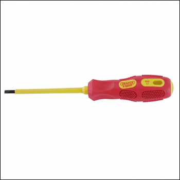 Draper 960 VDE Approved Fully Insulated Plain Slot Screwdriver, 4.0 x 100mm - Code: 69213 - Pack Qty 1