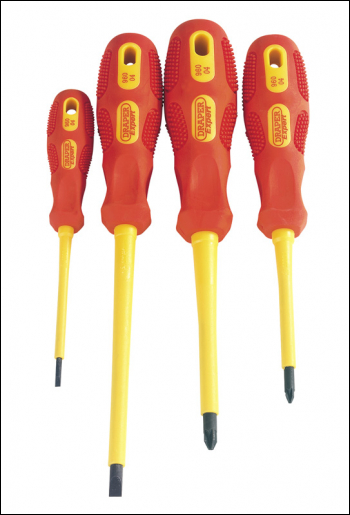 Draper 960/4 VDE Approved Fully Insulated Screwdriver Set (4 Piece) - Code: 69233 - Pack Qty 1