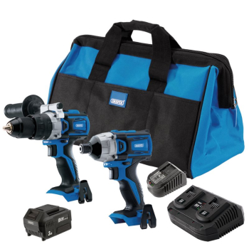 Draper PTKD20CDKIT D20 20V Combi/Driver Kit, 1 x 4.0Ah Battery, 1 x 3.0Ah Battery, 1 x Charger - Code: 70367 - Pack Qty 1