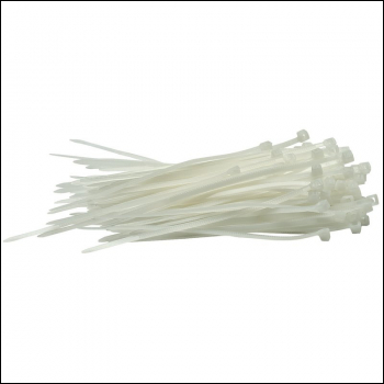 Draper CT1W Cable Ties, 2.5 x 100mm, White (Pack of 100) - Code: 70390 - Pack Qty 1