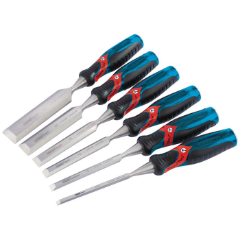 Draper DEPTWD/6 Draper Expert Soft Grip 'Pound Thru' Bevel Edge Wood Chisel Set, 140mm (6 Piece) - Code: 70419 - Pack Qty 1