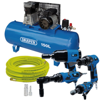 Draper PTKATL150L Compressor & Air Tool Kit, 150L - Code: 70530 - Pack Qty 1