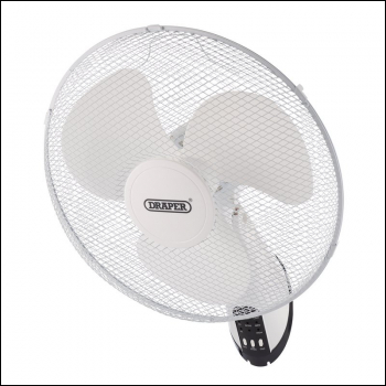 Draper FAN7C 230V Oscillating Wall Mounted Fan with Remote Control, 16 inch /400mm, 3 Speed - Code: 70975 - Pack Qty 1