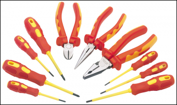 Draper VDESET1 Expert Quality VDE Approved Fully Insulated Pliers and Screwdriver Set (10 Piece) - Code: 71155 - Pack Qty 1