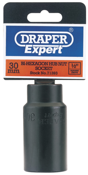 Draper HNS-30 Hub Nut Impact Socket, 1/2 inch  Sq. Dr., 30mm - Code: 71393 - Pack Qty 1