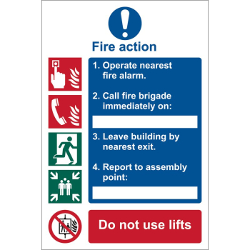 Draper SS10 Fire Action Procedure' Mandatory Sign, 200 x 300mm, Design 1 - Code: 72154 - Pack Qty 1