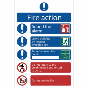 Draper SS11 Fire Action Procedure' Mandatory Sign, 200 x 300mm, Design 2 - Code: 72156 - Pack Qty 1