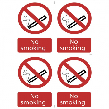 Draper SS16 No Smoking' Prohibition Sign (Pack of 4) - Code: 72166 - Pack Qty 1