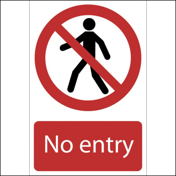 Draper SS18 No Entry' Prohibition Sign, 200 x 300mm - Code: 72169 - Pack Qty 1