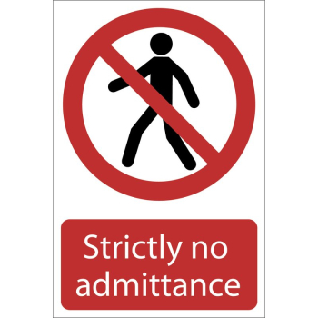 Draper SS20 No Admittance' Prohibition Sign, 200 x 300mm - Discontinued - Code: 72203 - Pack Qty 1