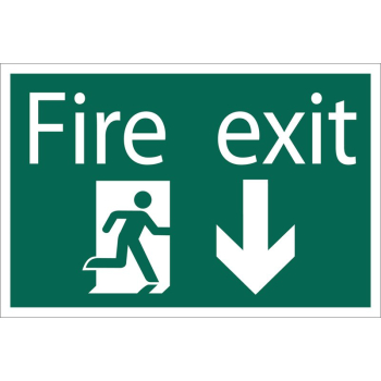 Draper SS32 Fire Exit Arrow Down' Safety Sign - Discontinued - Code: 72446 - Pack Qty 1