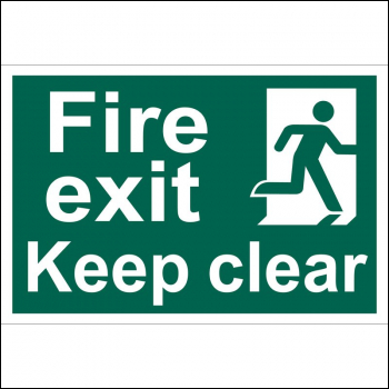 Draper SS36 Fire Exit Keep Clear' Safety Sign, 300 x 200mm, Design 1 - Code: 72450 - Pack Qty 1