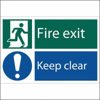 Draper SS39 Fire Exit Keep Clear' Safety Sign, 300 x 200mm, Design 2 - Discontinued - Code: 72458 - Pack Qty 1