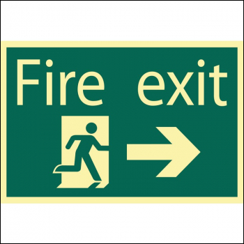 Draper SS45 Glow In The Dark 'Fire Exit Arrow Right' Safety Sign - Code: 72662 - Pack Qty 1