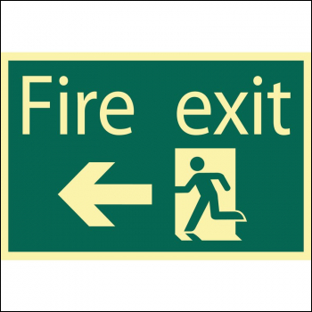 Draper SS46 Glow In The Dark 'Fire Exit Arrow Left' Safety Sign - Code: 72721 - Pack Qty 1