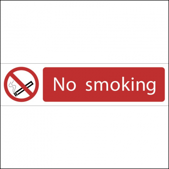 Draper SS64 No Smoking' Prohibition Sign, 200 x 50mm - Code: 73159 - Pack Qty 1