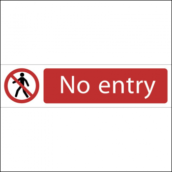 Draper SS66 No Entry' Prohibition Sign, 200 x 50mm - Code: 73161 - Pack Qty 1