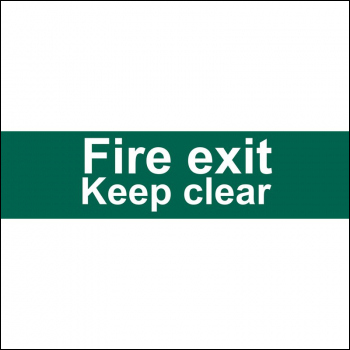 Draper SS72 Fire Exit Keep Clear' Safety Sign, 200 x 50mm - Code: 73221 - Pack Qty 1