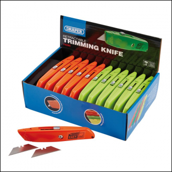 Draper TK217/24C Easy Find Retractable Trimming Knife with 2 x Blades - Code: 75285 - Pack Qty 24
