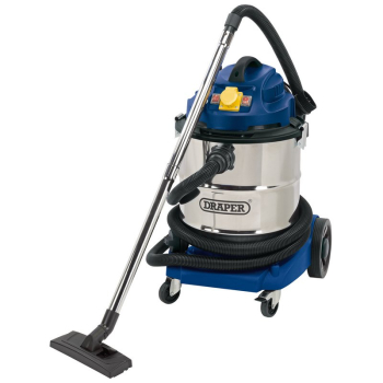 Draper WDV50SS/110A 110V Wet and Dry Vacuum Cleaner with Stainless Steel Tank and 110V Power Tool Socket, 50L, 1500W - Discontinued - Code: 75443 - Pack Qty 1