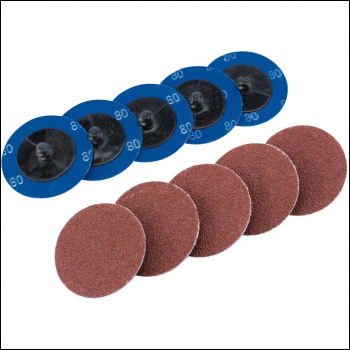 Draper SD2AB Aluminium Oxide Sanding Discs, 50mm, 80 Grit (Pack of 10) - Code: 75610 - Pack Qty 1