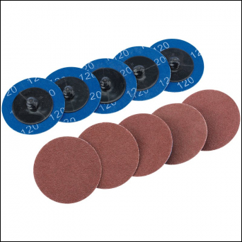 Draper SD2AB Aluminium Oxide Sanding Discs, 50mm, 120 Grit (Pack of 10) - Code: 75611 - Pack Qty 1