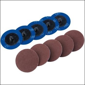 Draper SD2AB Aluminium Oxide Sanding Discs, 50mm, 180 Grit (Pack of 10) - Code: 75612 - Pack Qty 1