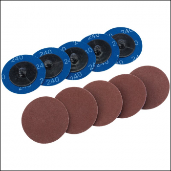 Draper SD2AB Aluminium Oxide Sanding Discs, 50mm, 240 Grit (Pack of 10) - Code: 75613 - Pack Qty 1