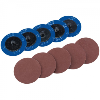 Draper SD2AB Aluminium Oxide Sanding Discs, 50mm, 320 Grit (Pack of 10) - Code: 75614 - Pack Qty 1