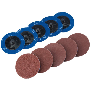 Draper SD2AB Assorted Aluminium Oxide Sanding Discs, 50mm (Pack of 10) - Code: 75615 - Pack Qty 1