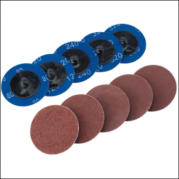 Draper SD2AB Assorted Aluminium Oxide Sanding Discs, 50mm (Pack of 10) - Code: 75615 - Pack Qty 1