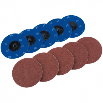 Draper SD3AB Aluminium Oxide Sanding Discs, 75mm, 80 Grit (Pack of 10) - Code: 75616 - Pack Qty 1