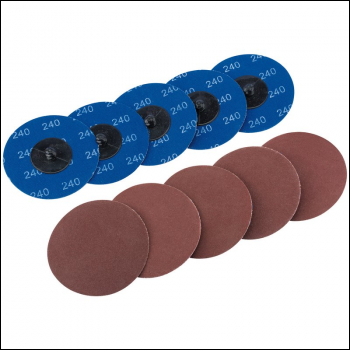Draper SD3AB Aluminium Oxide Sanding Discs, 75mm, 240 Grit (Pack of 10) - Code: 75619 - Pack Qty 1