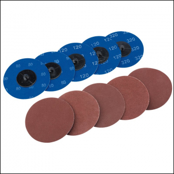 Draper SD3AB Assorted Aluminium Oxide Sanding Discs, 75mm (Pack of 10) - Code: 75621 - Pack Qty 1
