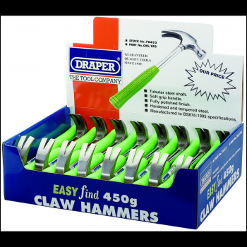 Draper CHS/EFG Easy Find Claw Hammer, 450g/16oz - Code: 78432 - Pack Qty 16