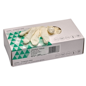 Draper GLAT-100L/NEUT Latex Gloves, Size Large, White (Box of 100) - Discontinued - Code: 79298 - Pack Qty 1
