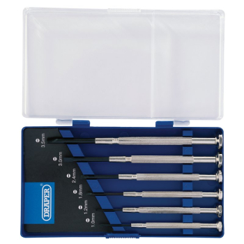 Draper PS1104F Precision Screwdriver Set, 6 x Plain Slot (6 Piece) - Code: 80797 - Pack Qty 1