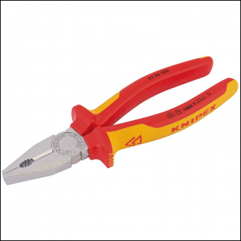 Draper 03 06 200 SBE Knipex 03 06 200 SBE Fully Insulated Combination Pliers, 200mm - Code: 81212 - Pack Qty 1