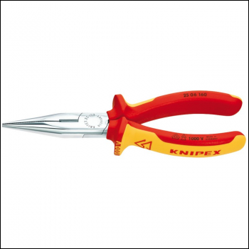Draper 25 06 160 SBE Knipex 25 06 160 SBE Fully Insulated Long Nose Pliers, 160mm - Code: 81238 - Pack Qty 1