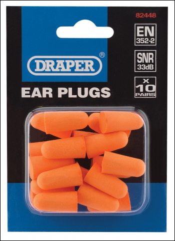 Draper EP10/B Ear Plugs (Pack of 10 Pairs) - Code: 82448 - Pack Qty 1