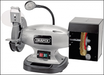 DRAPER 150mm Bench Grinder with Wire Wheel and LED Worklight (370W) - Pack Qty 1 - Code: 83421
