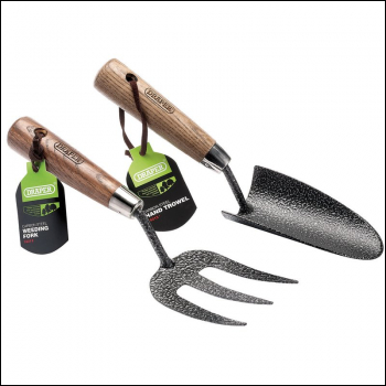 Draper GCAFT2/I Carbon Steel Heavy Duty Hand Fork and Trowel Set with Ash Handles (2 Piece) - Code: 83776 - Pack Qty 1