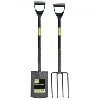 Draper DFSCB/SET Carbon Steel Garden Fork and Spade Set, Black - Code: 83971 - Pack Qty 1