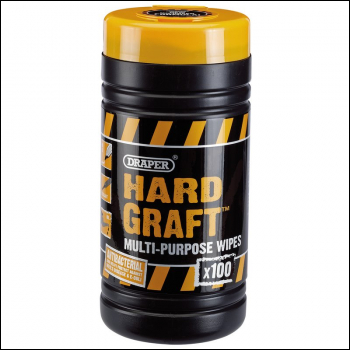 Draper HGW-100 Draper Hard Graft Multi-Purpose Wipes (Tub of 100) - Code: 84711 - Pack Qty 1