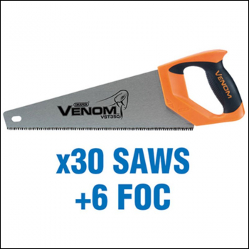 DRAPER Draper Venom® First Fix Triple Ground Tool Box Saws (added value pack 30 saws + 6 foc) - Pack Qty 1 - Code: 85568