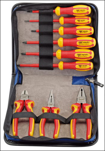 DRAPER Ergo Plus® VDE Approved Fully Insulated Plier and Screwdriver Set (9 Piece) - Pack Qty 1 - Code: 86013