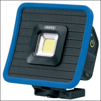Draper RMFL/1000 COB LED Rechargeable Mini Flood Light and Power Bank with Magnetic Base and Hanging Hook, 10W, 1000 Lumens, Blue, USB-C Cable Supplied - Code: 88595 - Pack Qty 1