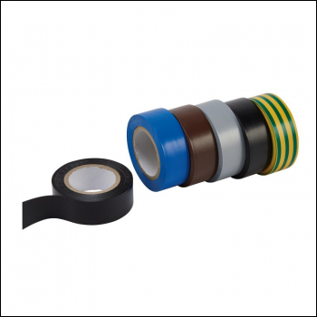 Draper 619/6 Draper Expert Insulation Tape, 10m x 19mm, Mixed Colours (Pack of 6) - Code: 90086 - Pack Qty 1